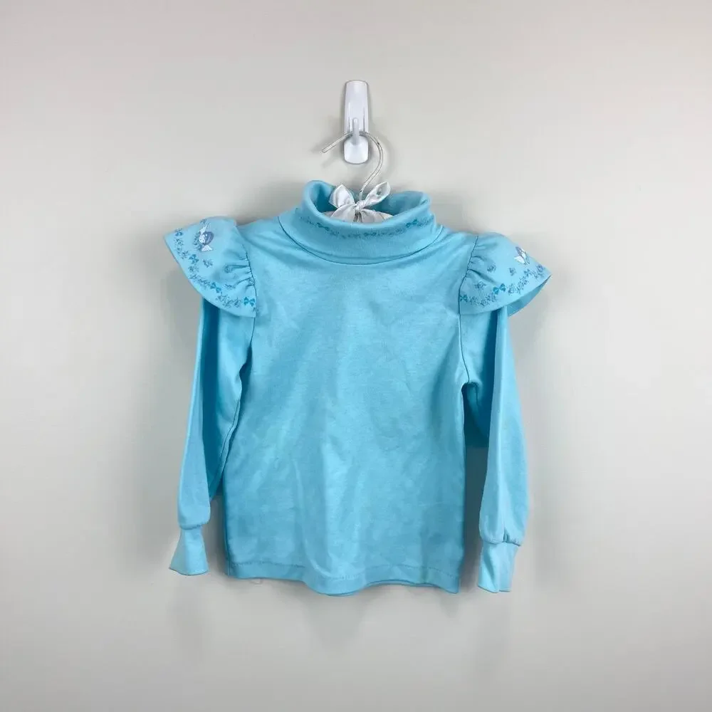 Vintage OshKosh B'gosh Long Sleeve Blue Angel Bow Turtleneck Top 3T USA
